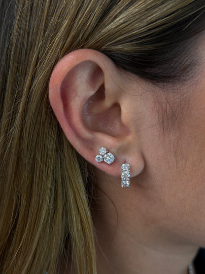 Three stone hoop earrings