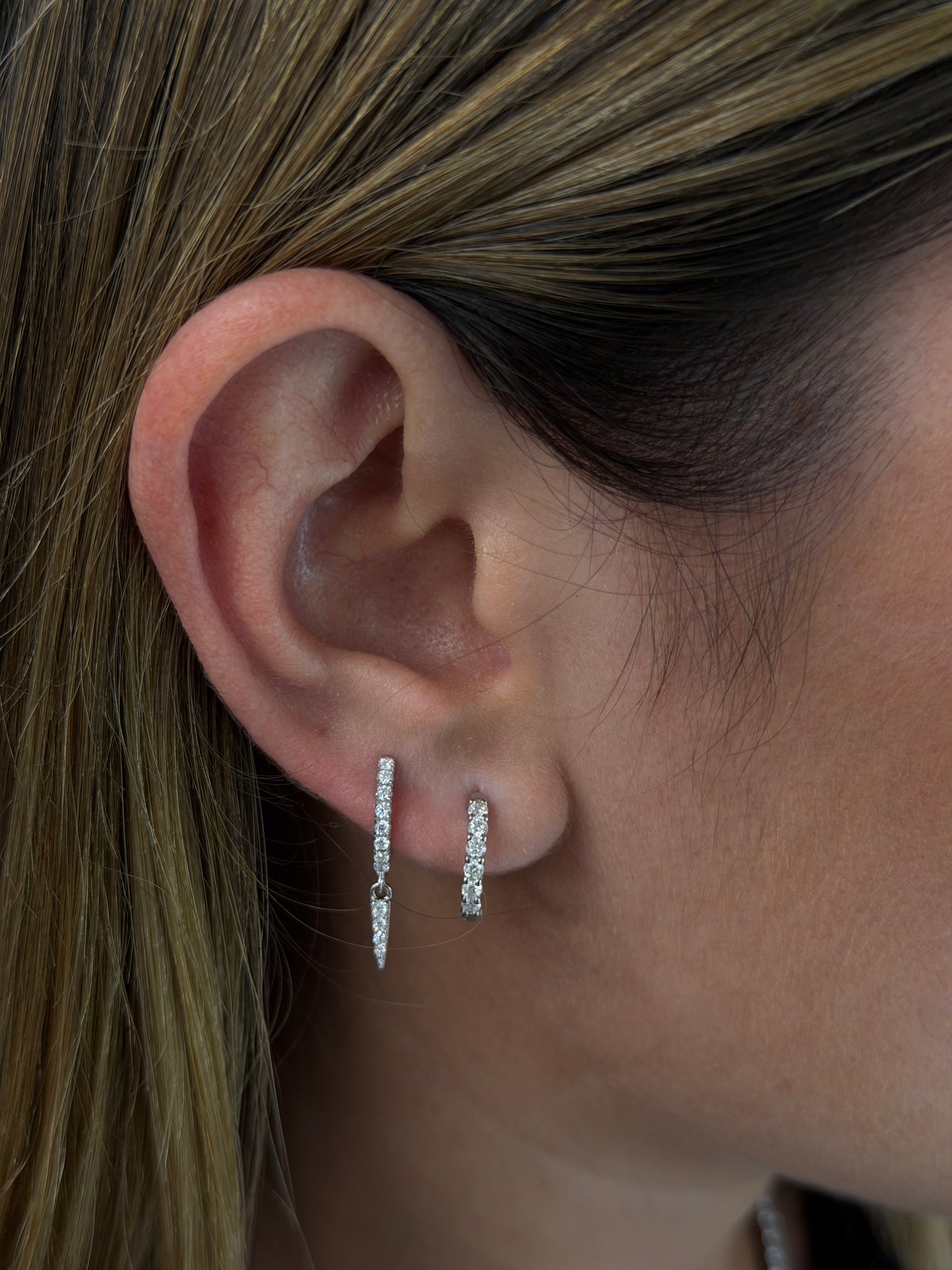Edge drop hoop earrings