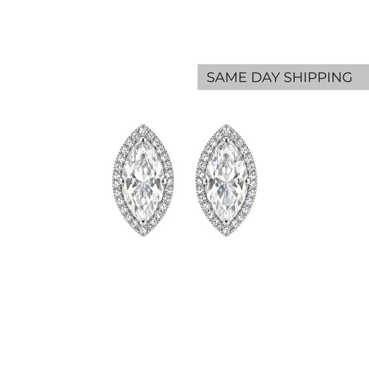 Marquise Halo  Earrings