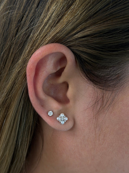 Pearl Flower Stud Earrings