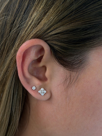 Pearl Flower Stud Earrings