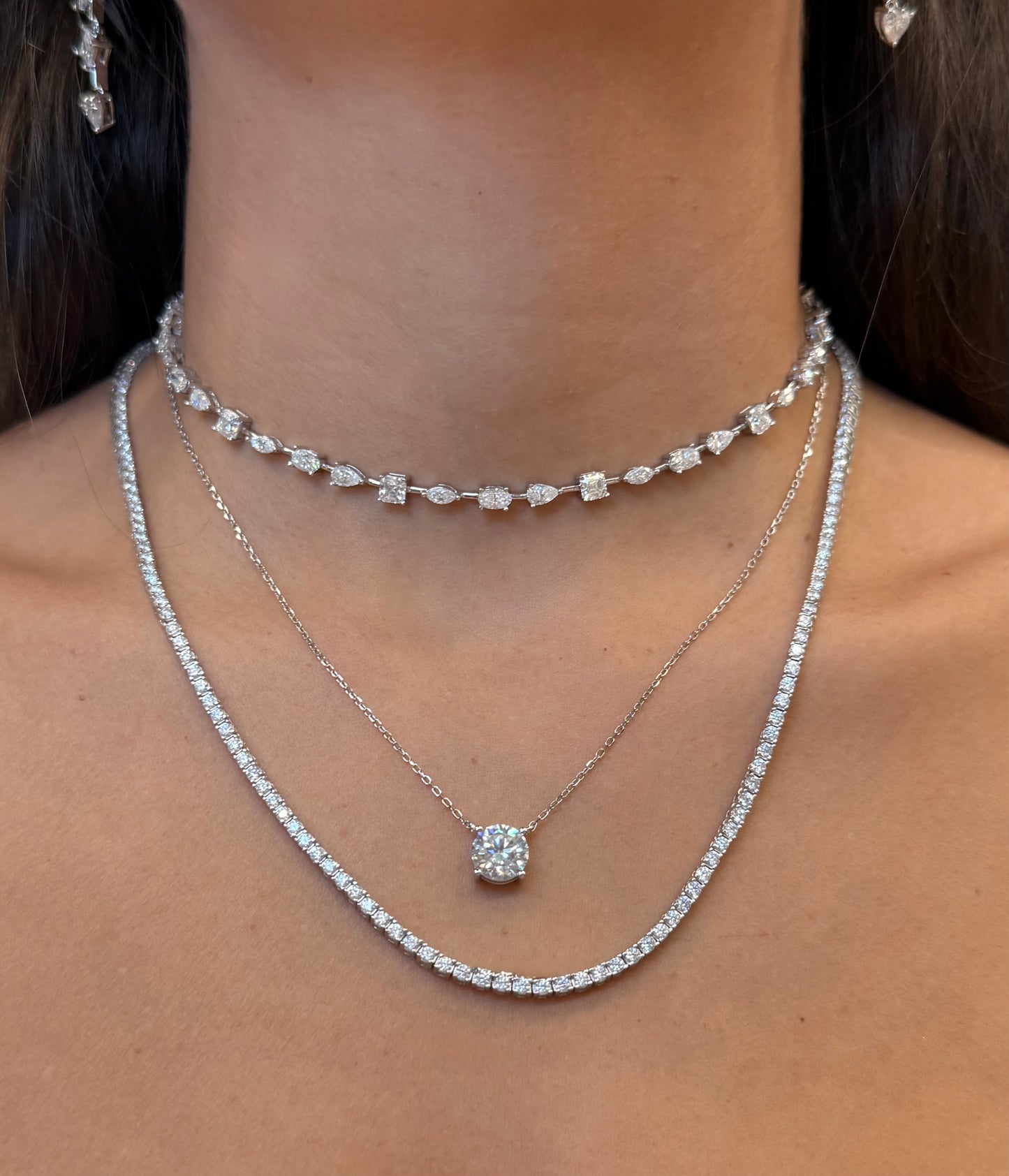 Adjustable Multi-Cut Tennis Choker Necklace