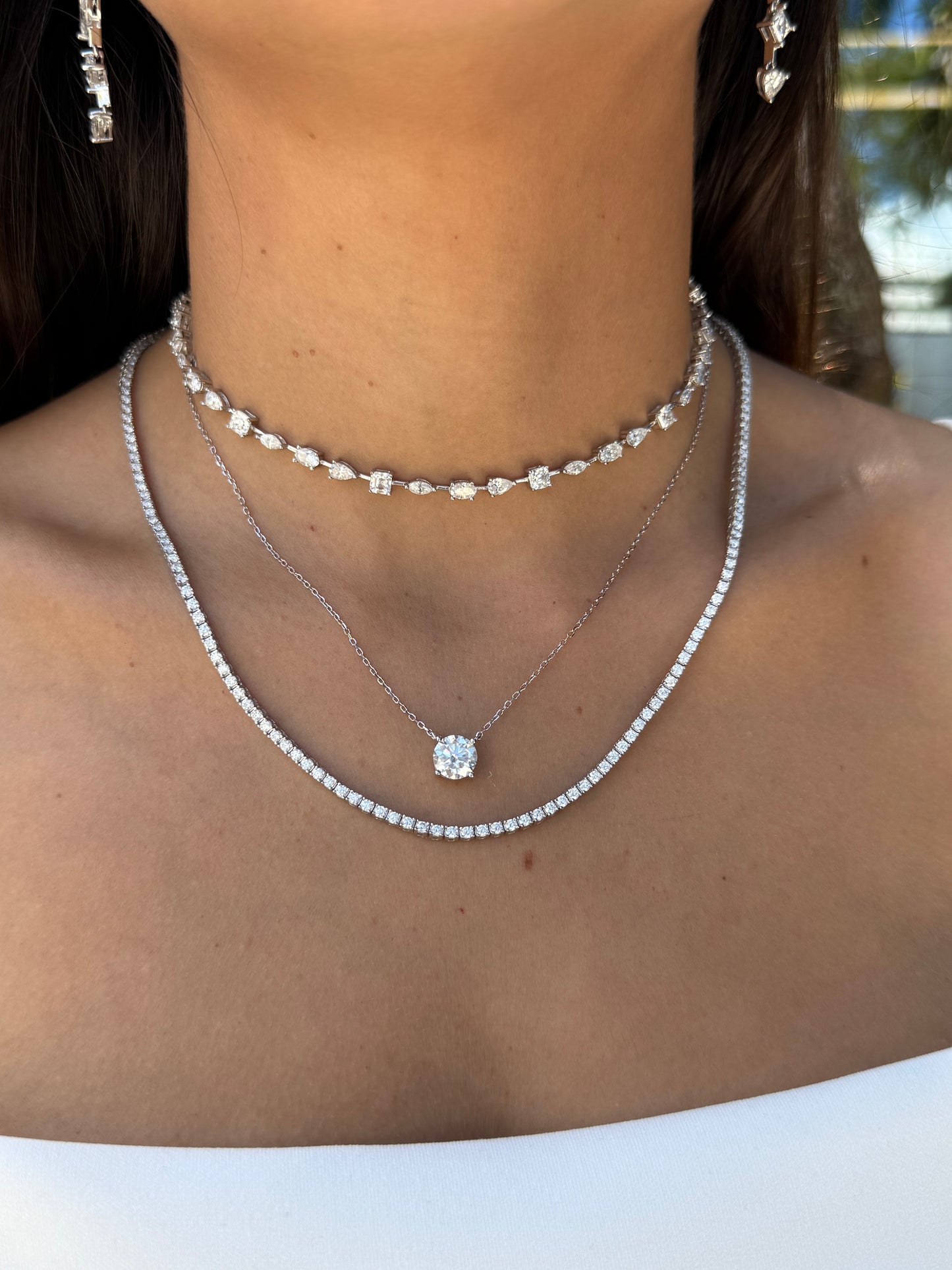 Adjustable Multi-Cut Tennis Choker Necklace