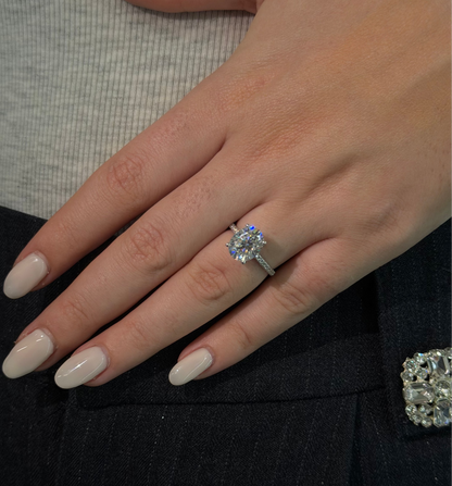 3CT Oval Cut Engagement Ring with Pavé Band