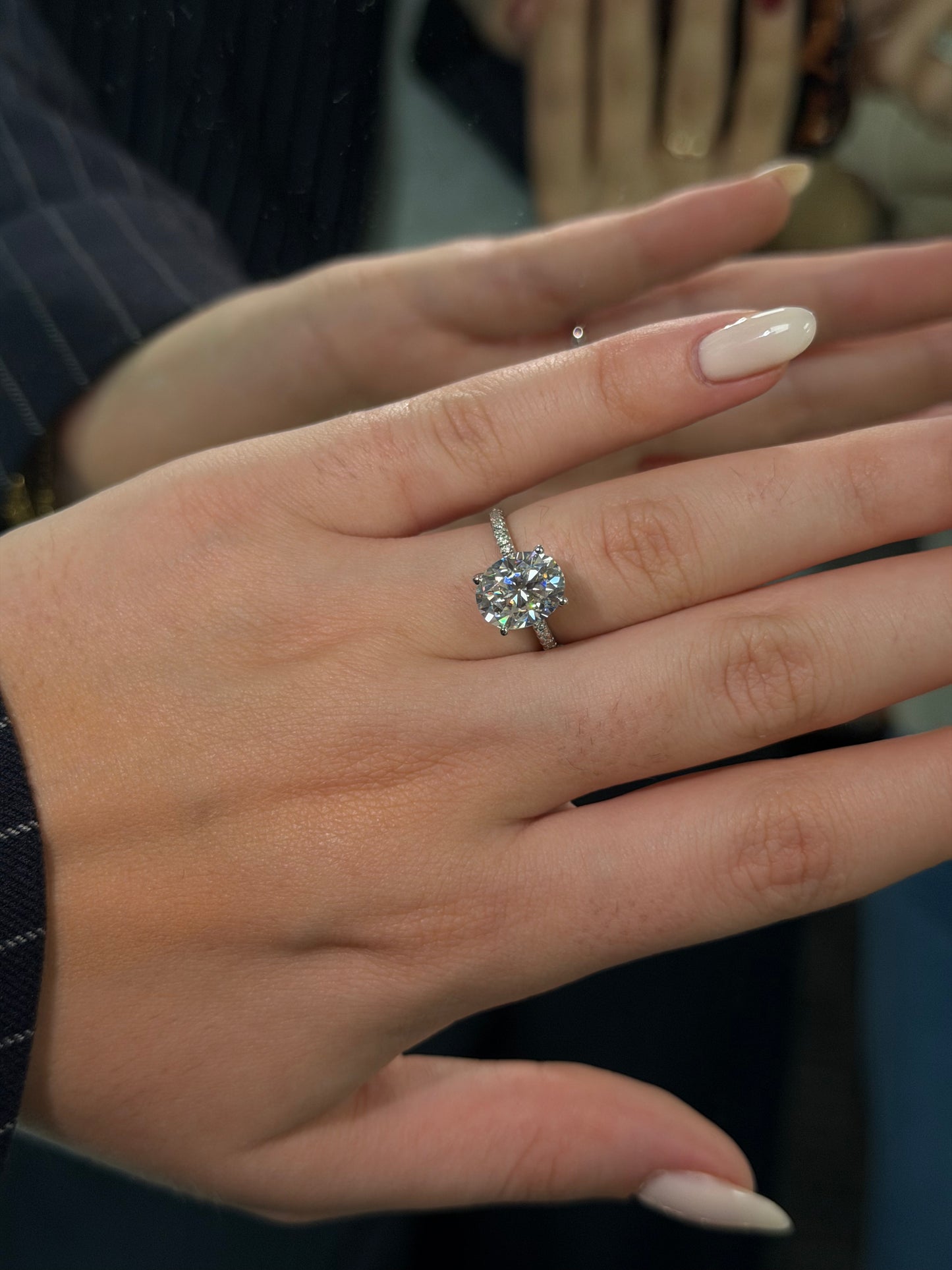 3CT Oval Cut Engagement Ring with Pavé Band