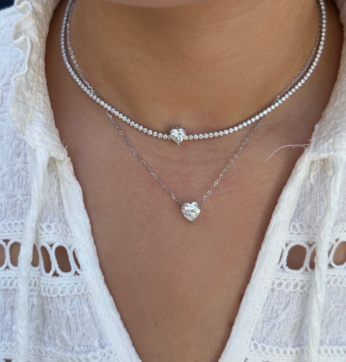 Heart Tennis Choker Necklace