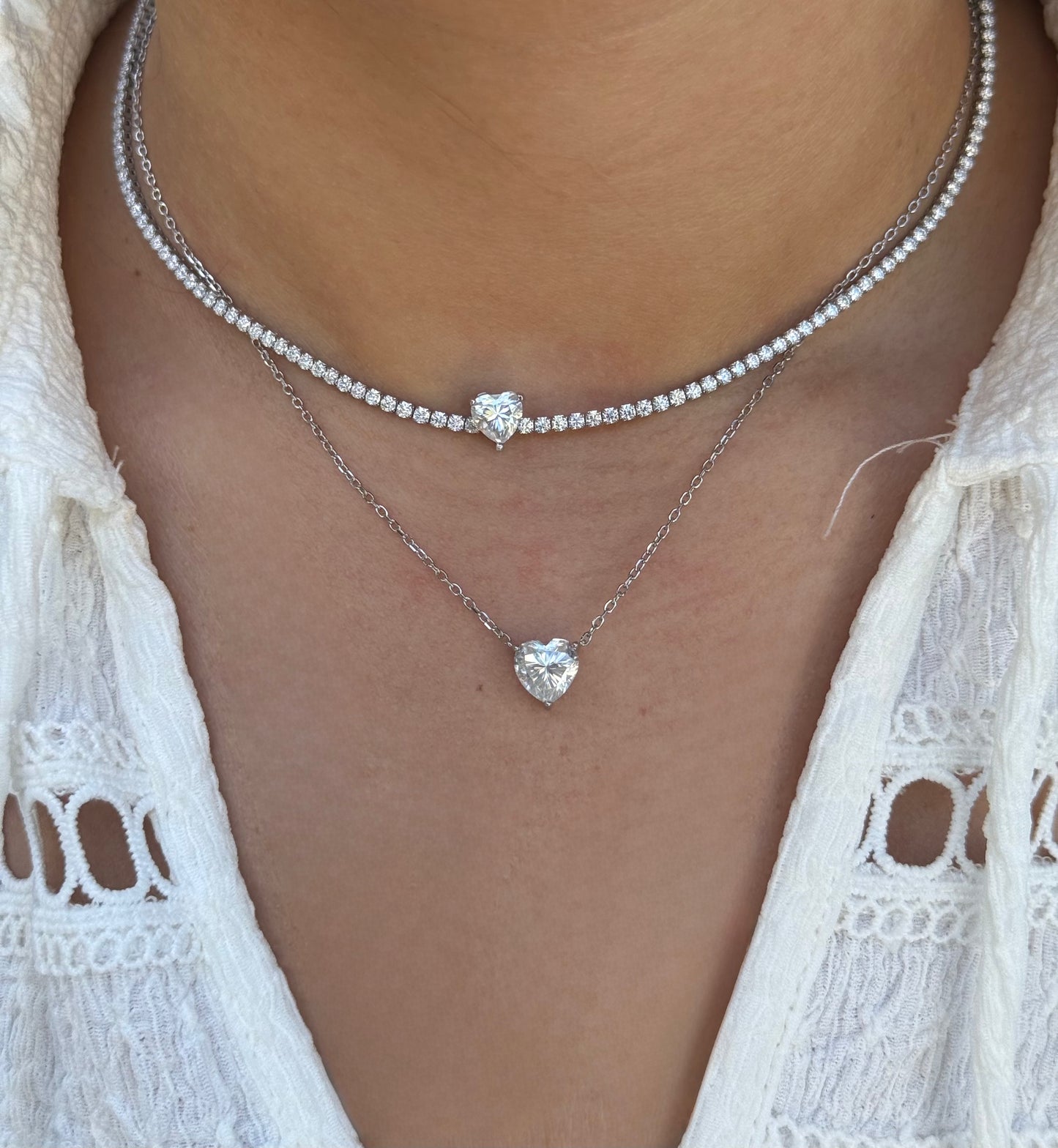 Heart Tennis Choker Necklace