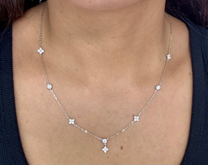 Clover Bezel Set Pendant Necklace