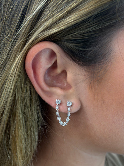 Double Stud Chain Earrings