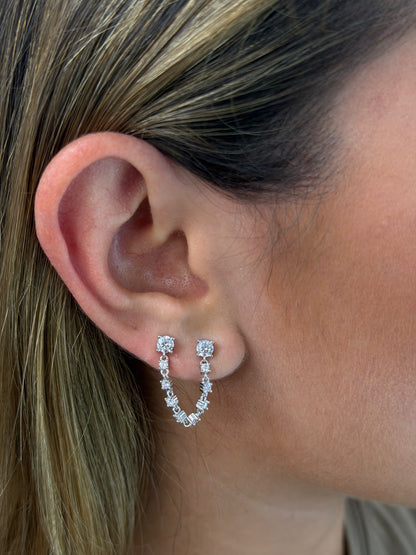 Double Stud Chain Earrings