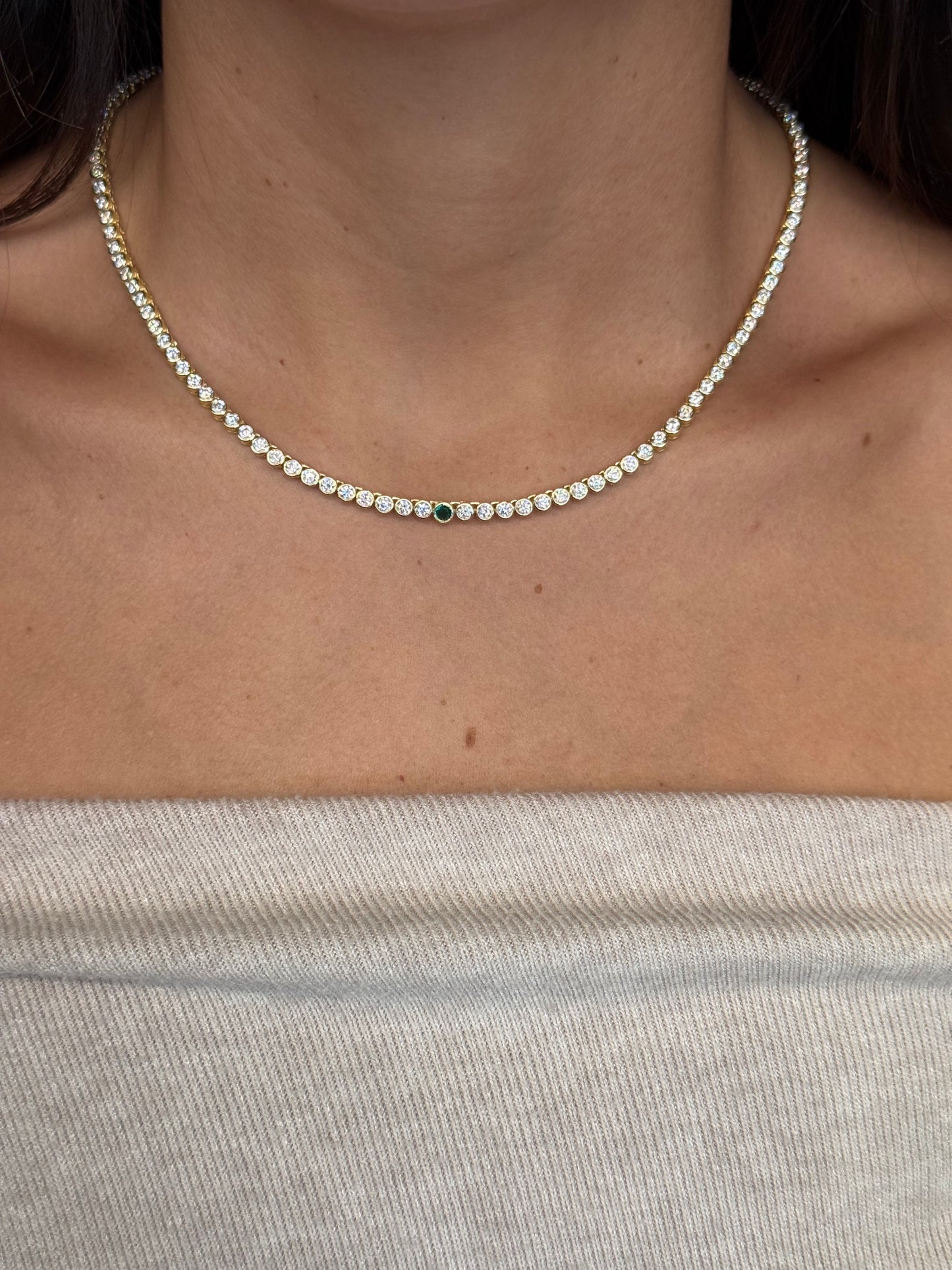 Emerald Bezel Set Necklace