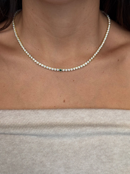 Emerald Bezel Set Necklace