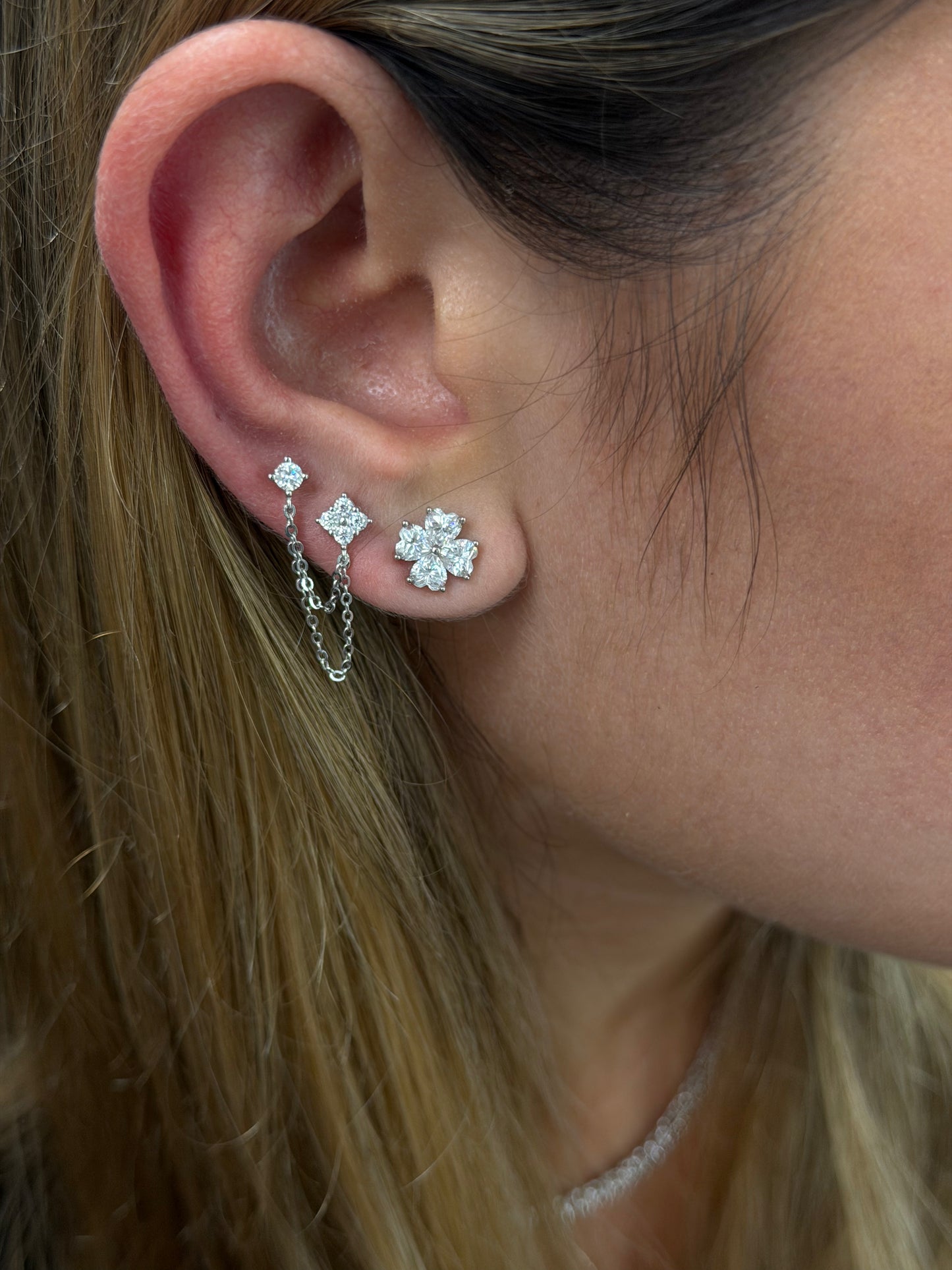 Clover Chain Stud Earrings