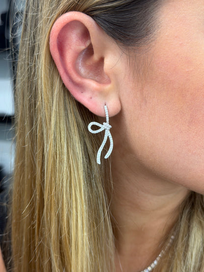 Pavé Bow Drop Earrings