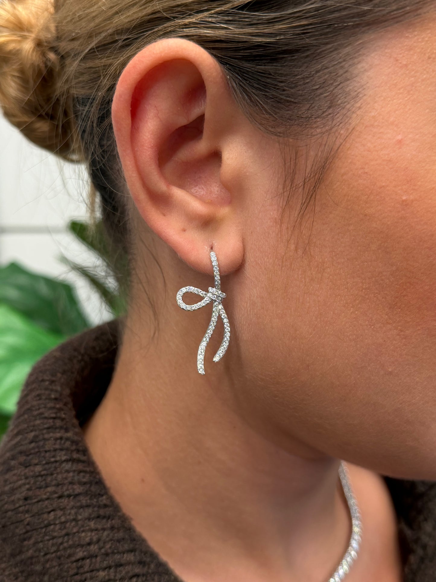 Pavé Bow Drop Earrings