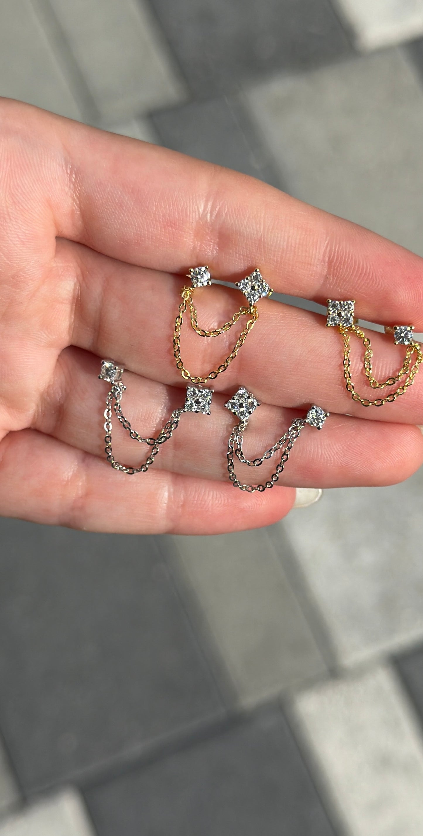 Clover Chain Stud Earrings