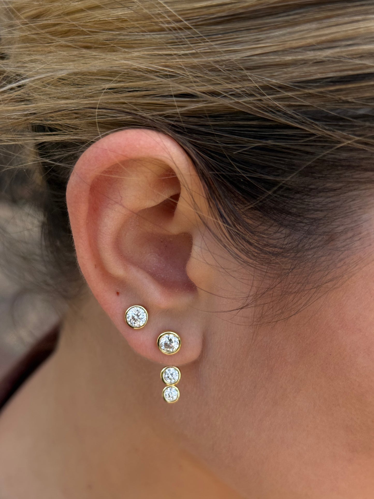Convertible Bezel Stud Earrings