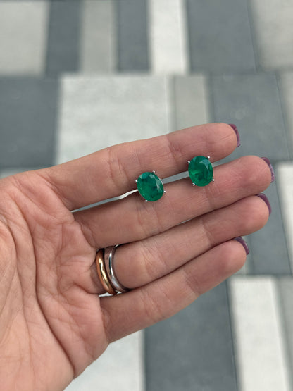 Emerald Oval Stud Earrings
