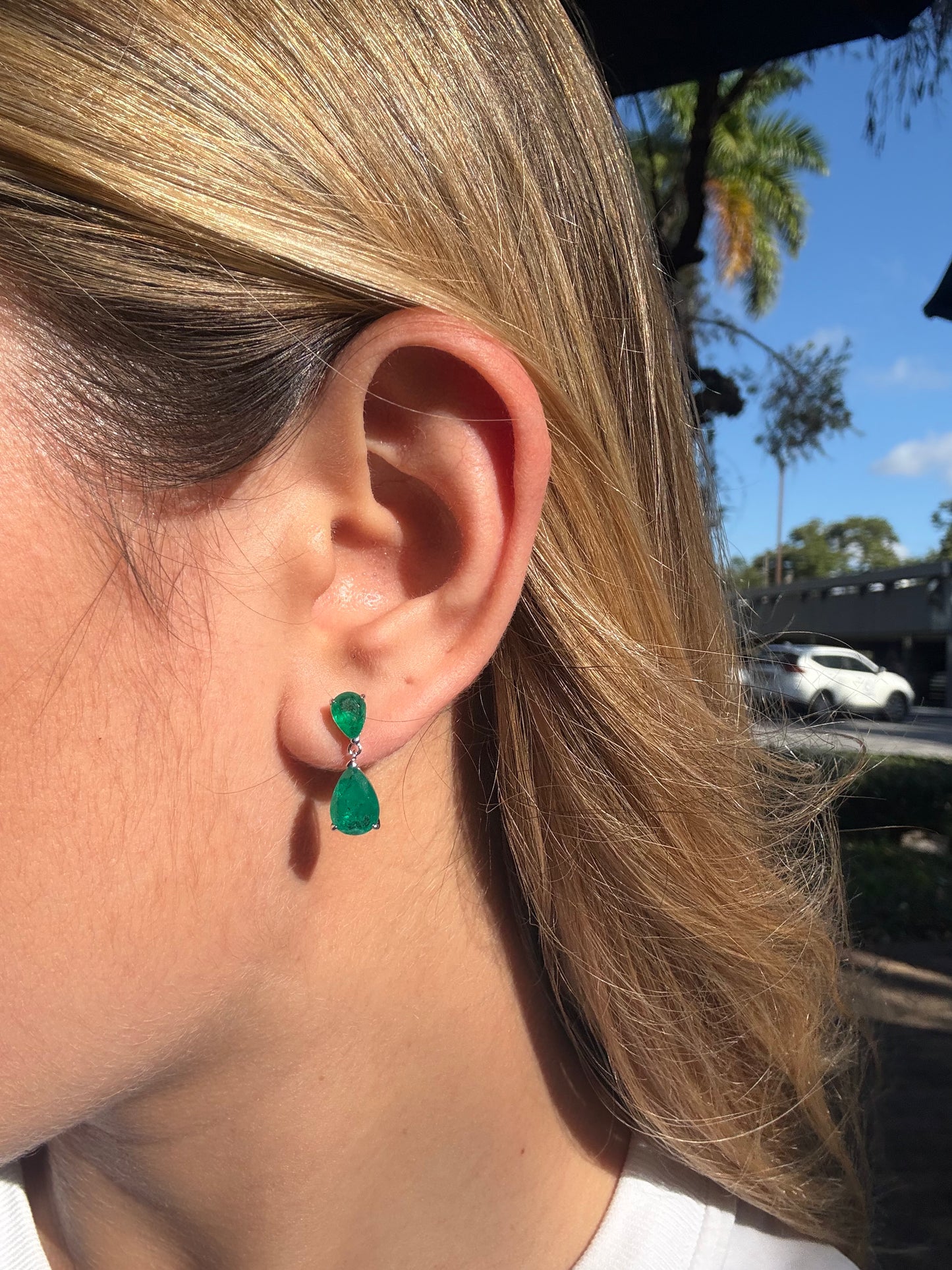 Emerald Double drop earrings