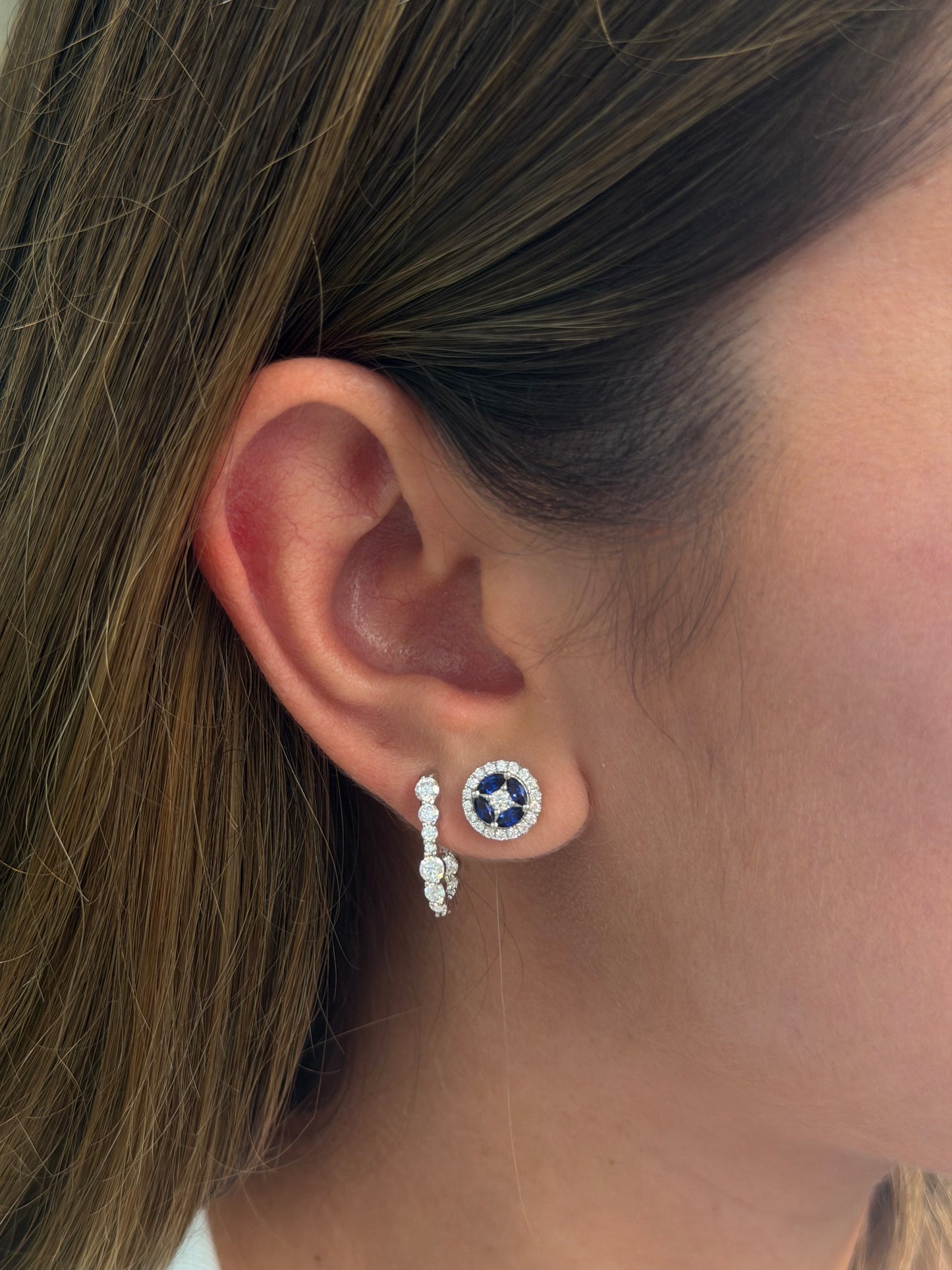 Elongated  small Oval Inside-Out Hoops Earrings