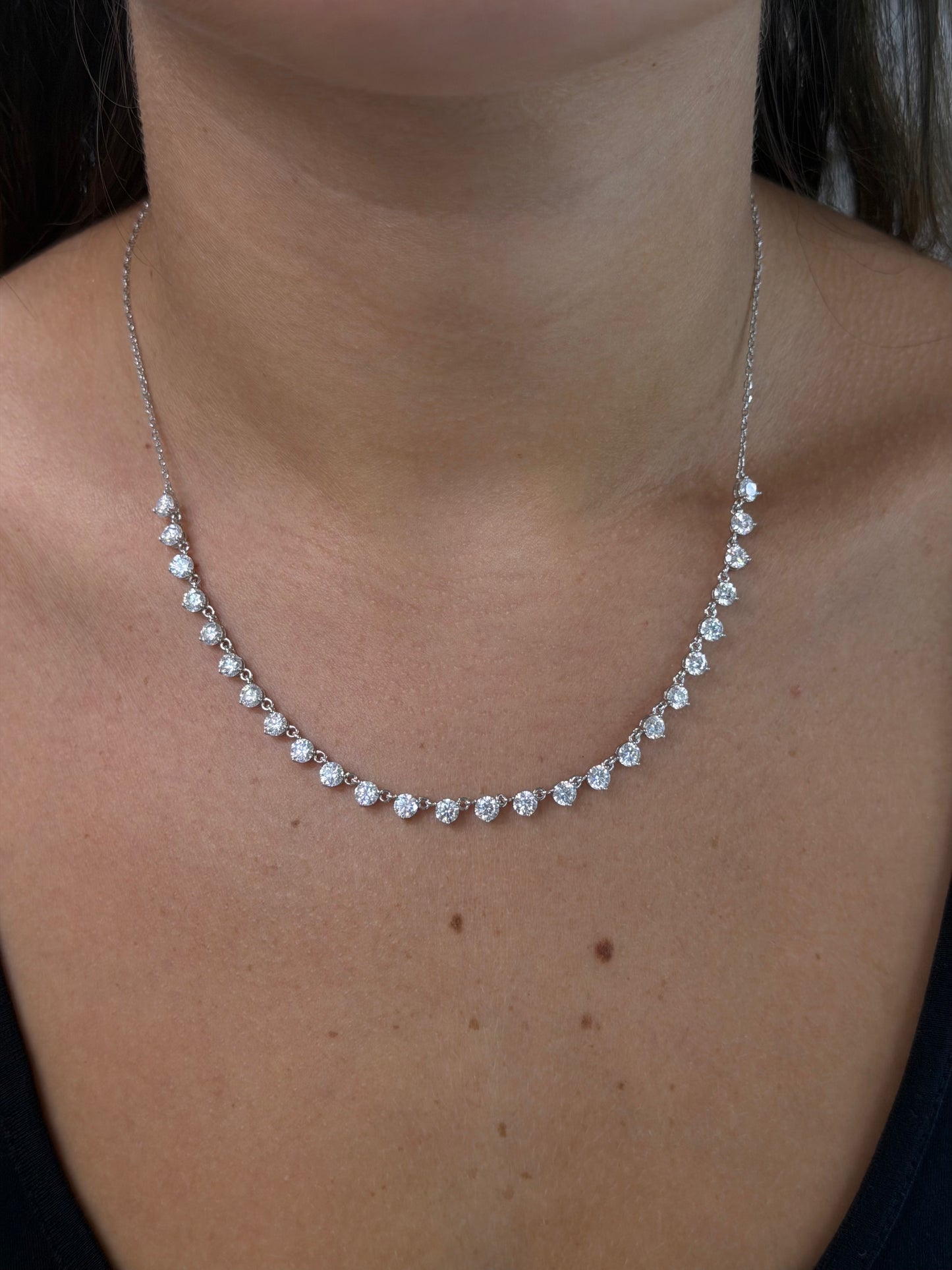 4mm Half 3-Prong Tennis Necklace