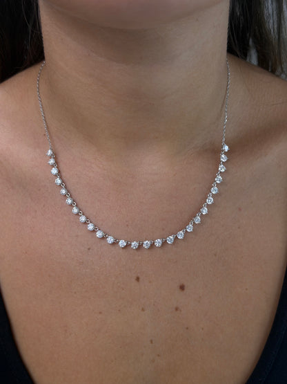 4mm Half 3-Prong Tennis Necklace