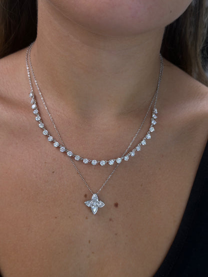 4mm Half 3-Prong Tennis Necklace