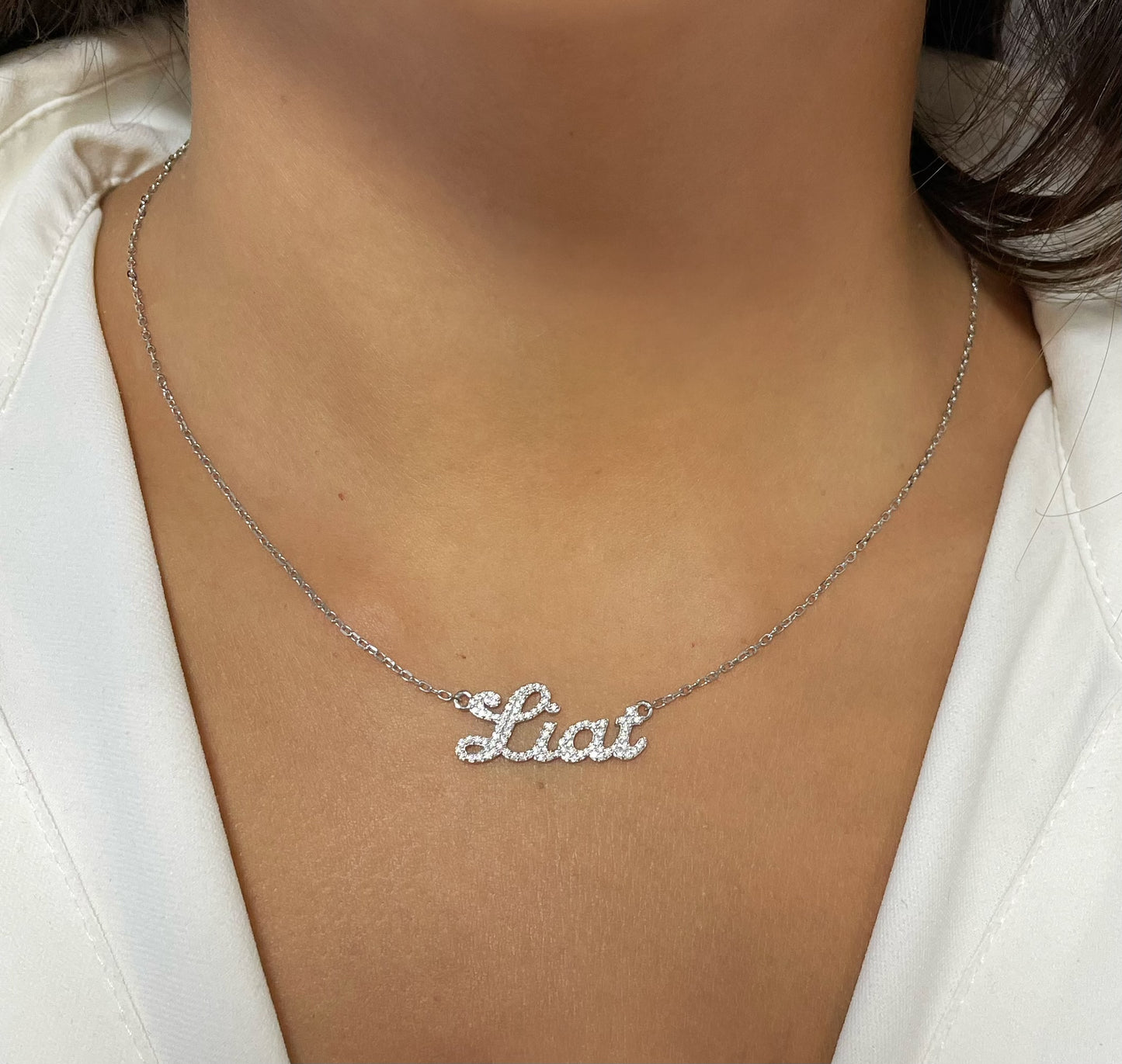 Moissanite Script Name Necklace