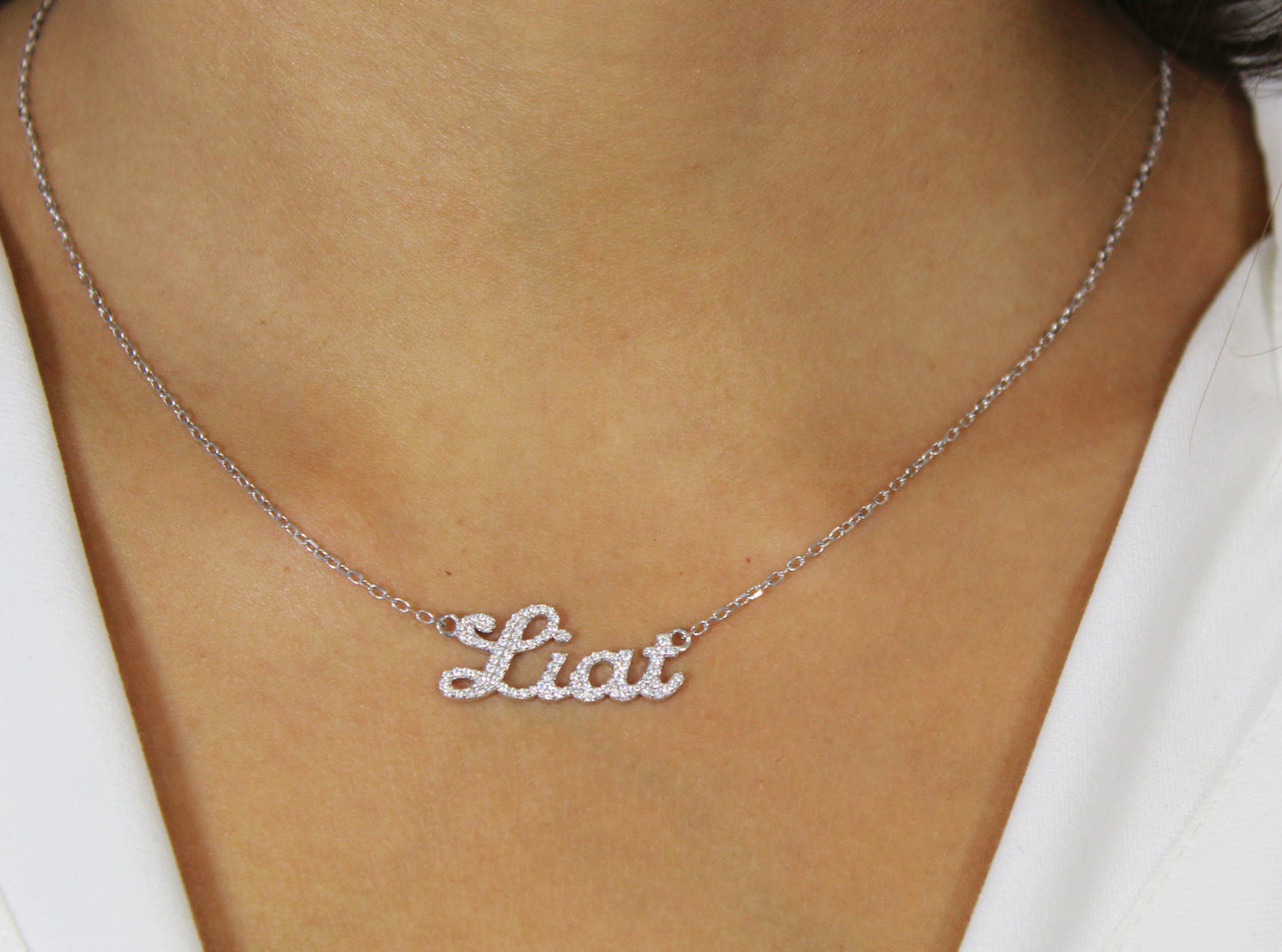 Moissanite Script Name Necklace