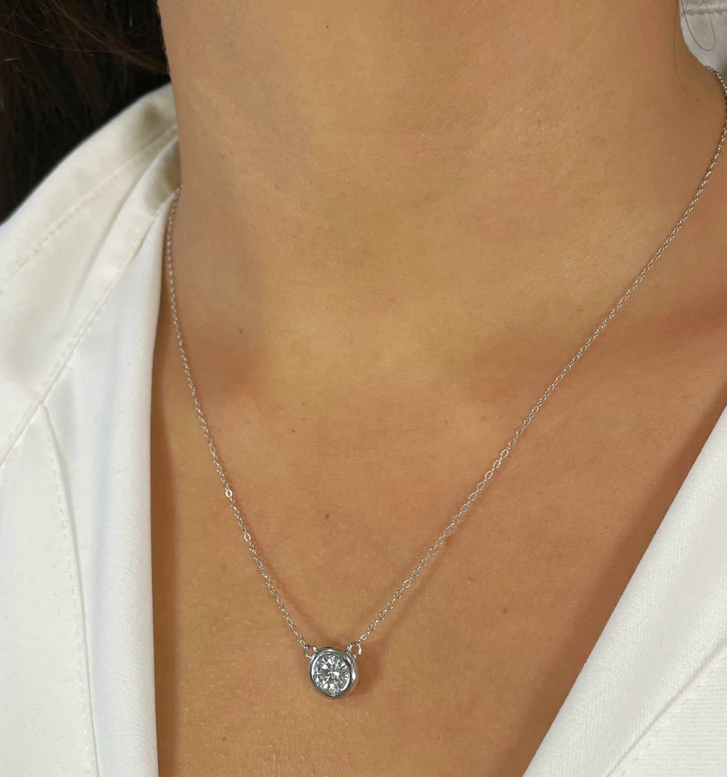 Bezel Moissanite Solitaire Necklace