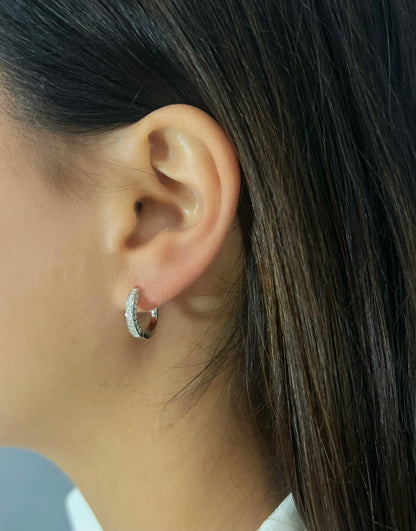 Three-Sided Pavé  Hoop Earrings