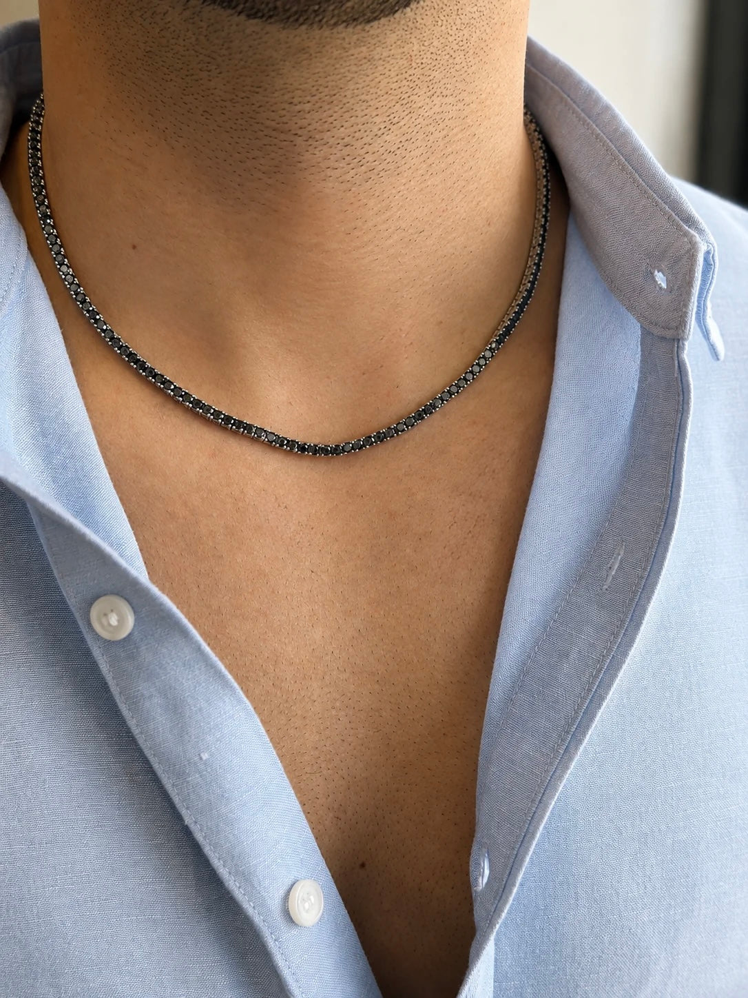 3mm  Black tennis Necklace