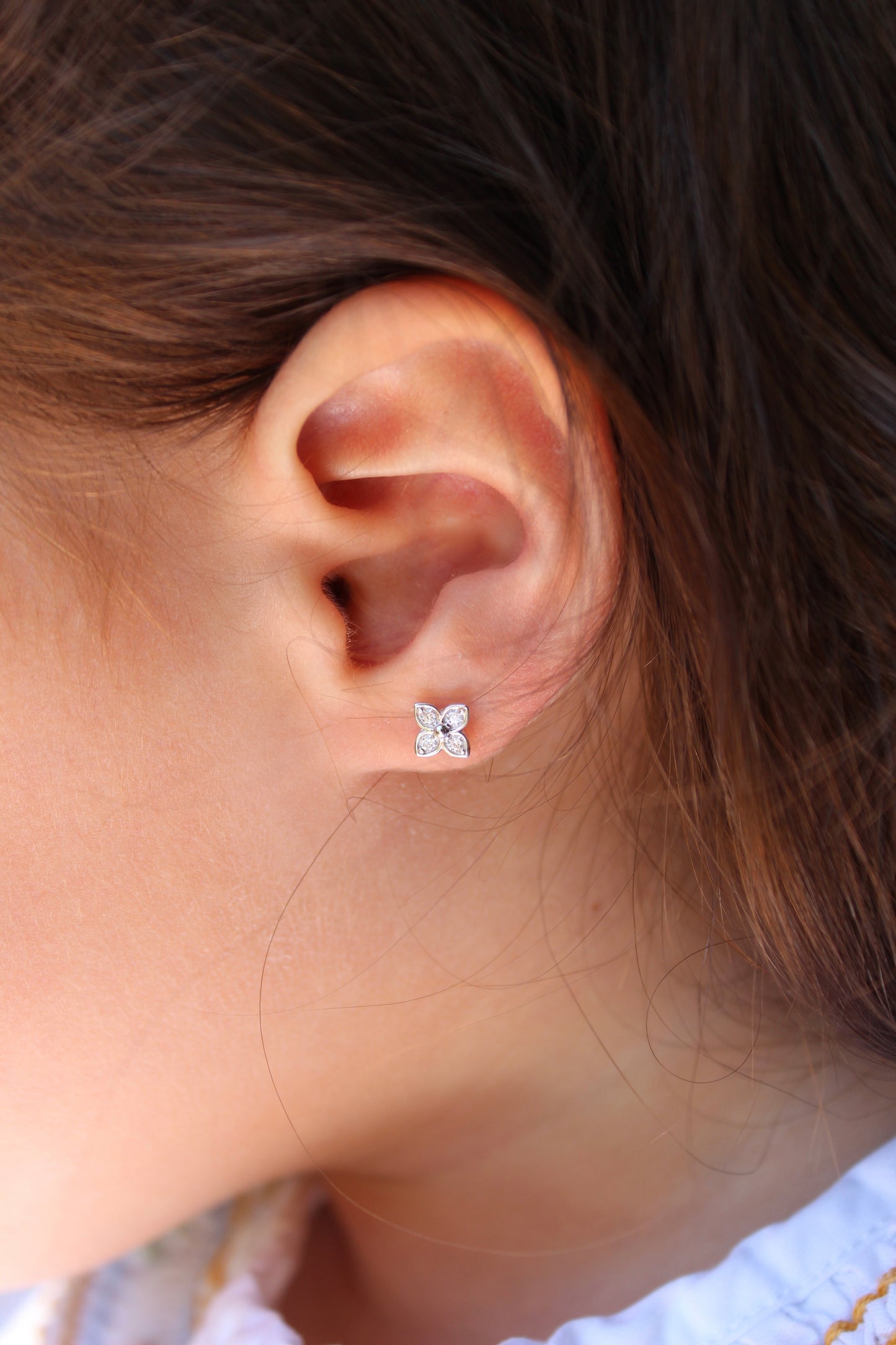 Mini Clover Sparkle Studs - Little Gems Collection