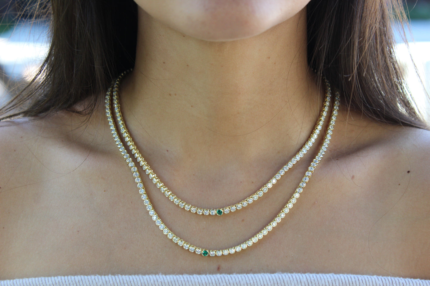 Emerald Bezel Set Necklace