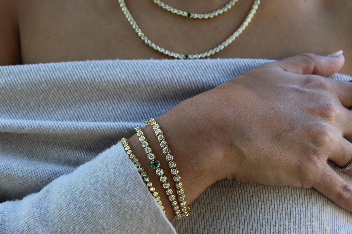 Emerald Bezel Bracelet