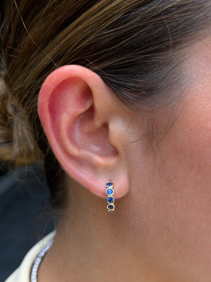 Sapphire Bezel Hoop Earrings