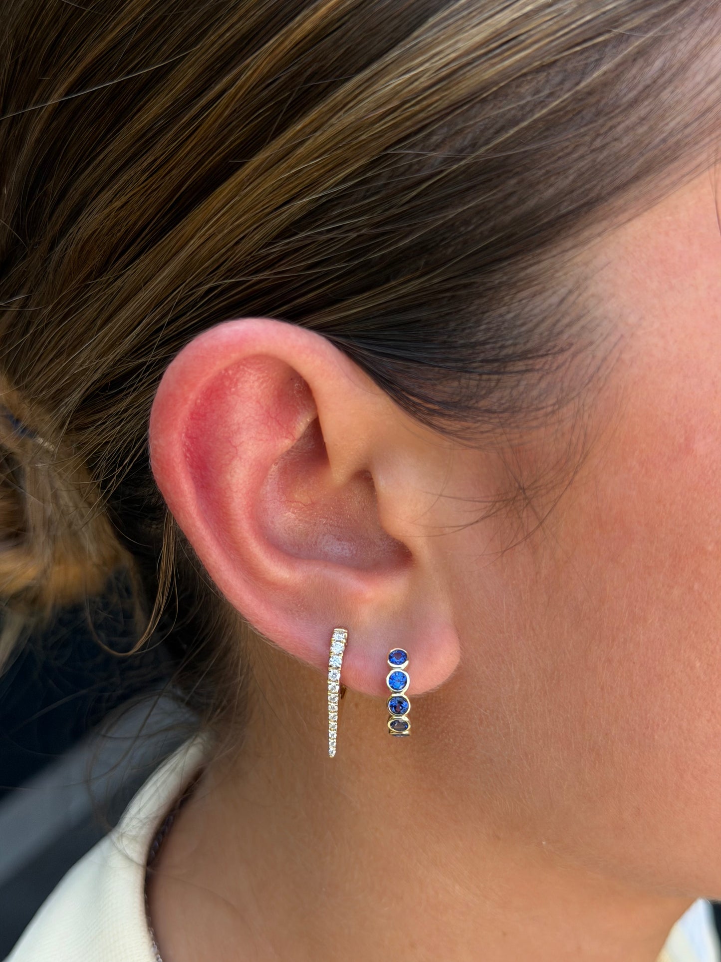 Sapphire Bezel Hoop Earrings