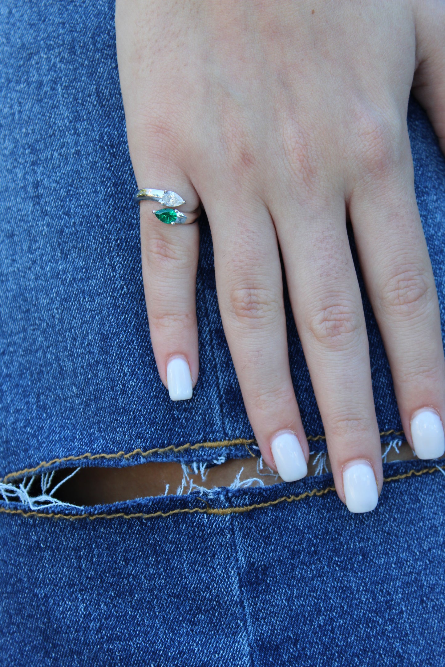 Dual Gemstone Pear Ring