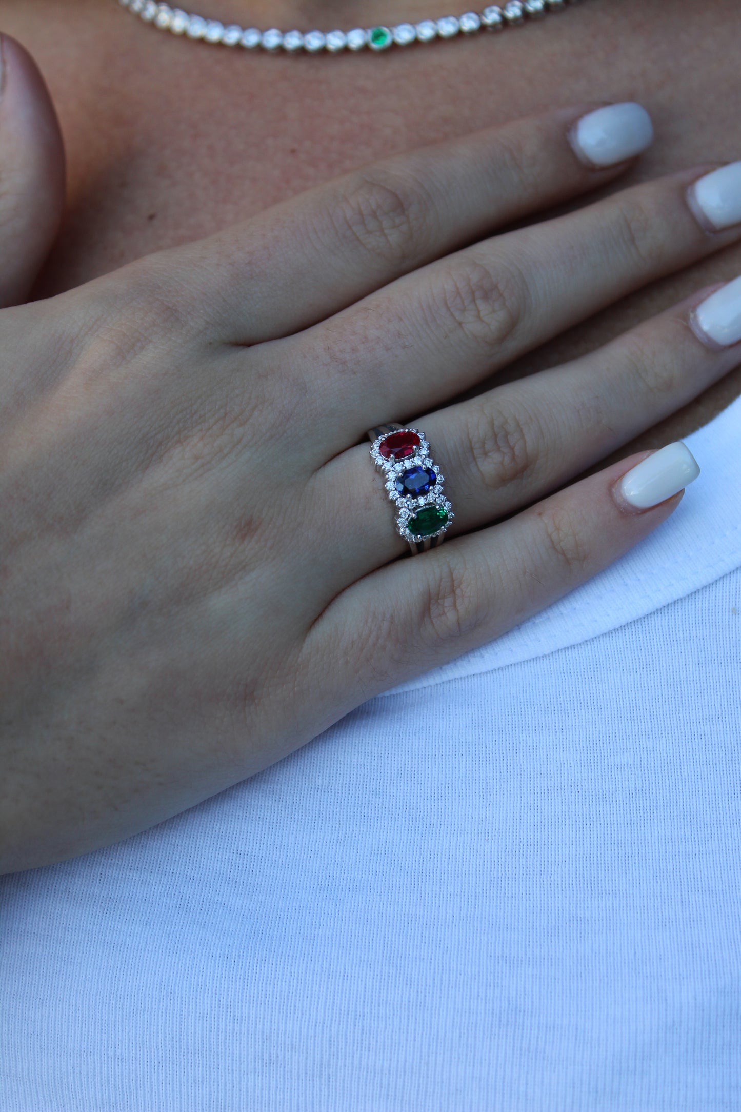 Tri-Color Gemstone Ring