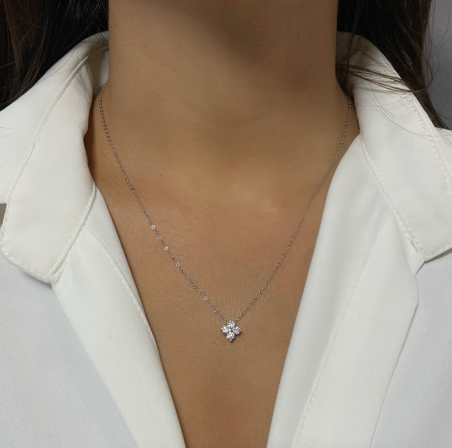 0.4 CTTW Moissanite Clover Necklace