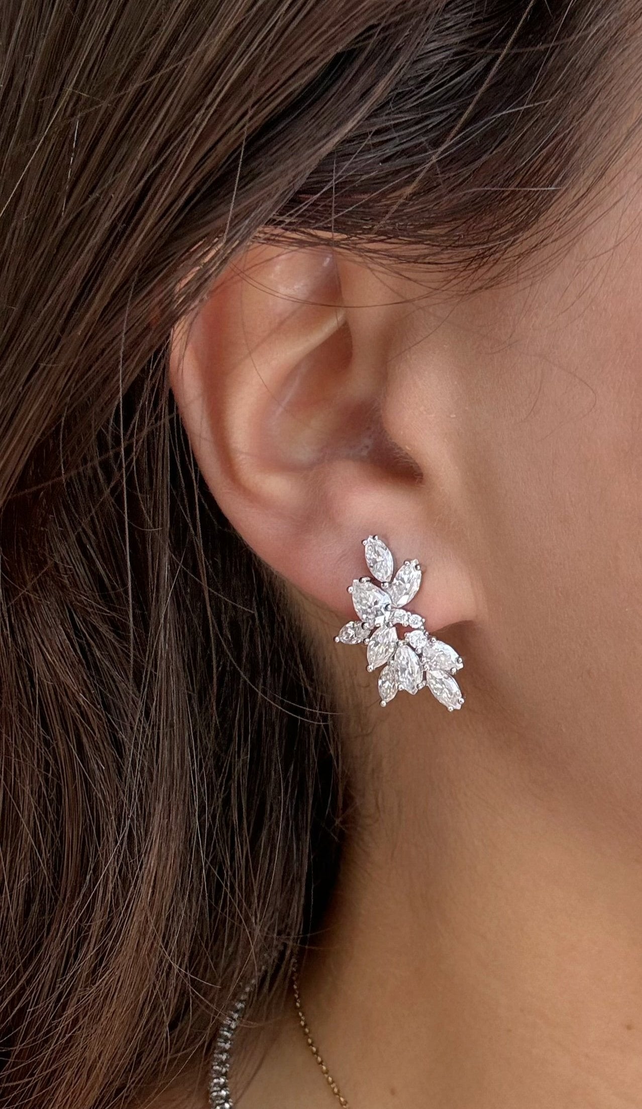 Pear and Marquise Moissanite Cluster Earrings