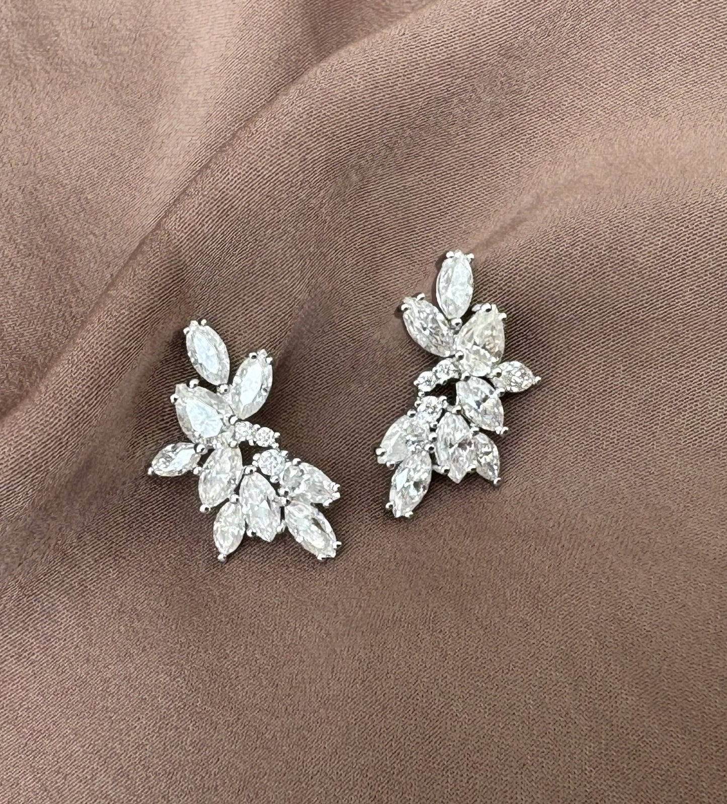 Pear and Marquise Moissanite Cluster Earrings