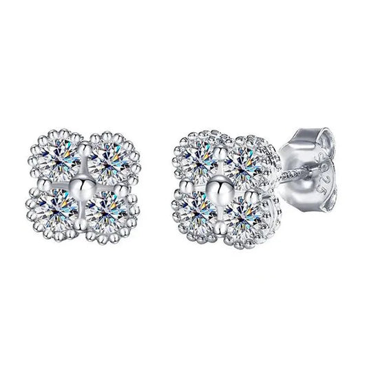 Moissanite Clover Stud Earrings