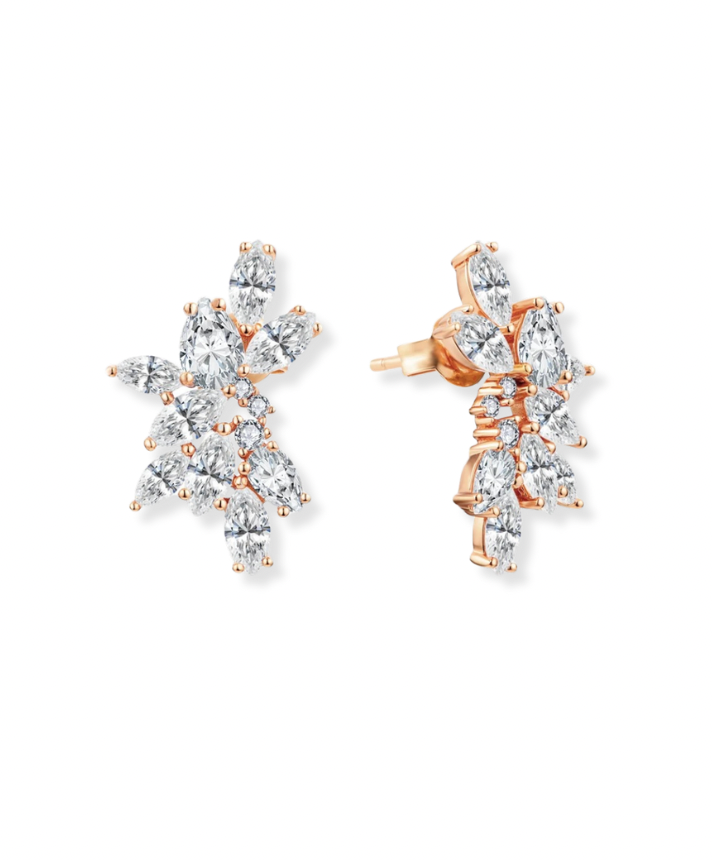 Pear and Marquise Moissanite Cluster Earrings