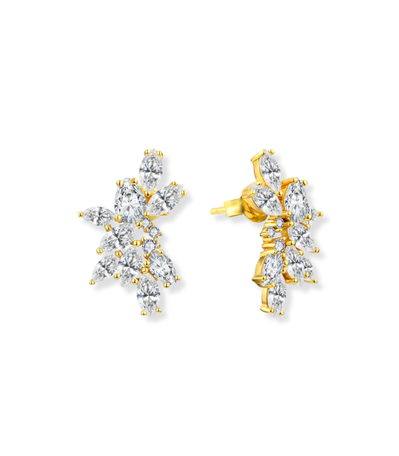 Pear and Marquise Moissanite Cluster Earrings