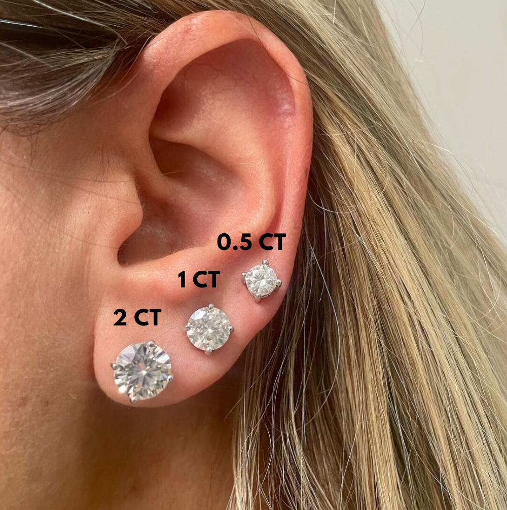 Moissanite Solitaire Stud Earrings