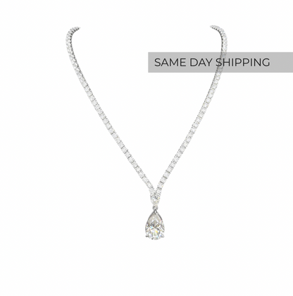 Pear Drop Tennis Necklace