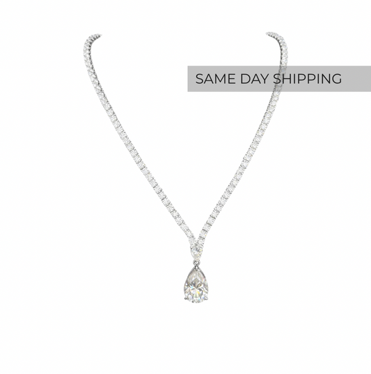 Pear Drop Tennis Necklace