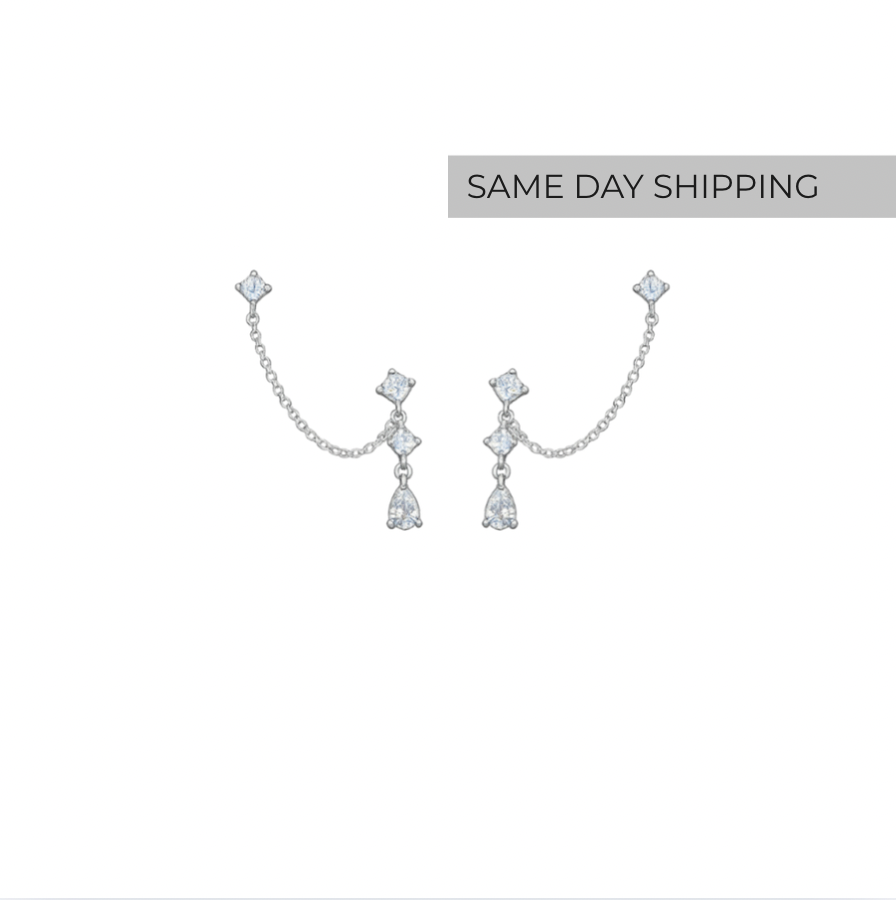 Pear Drop Chain Earrings
