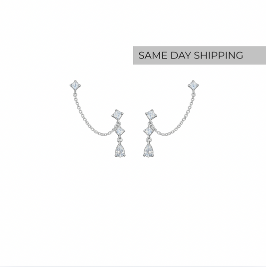 Pear Drop Chain Earrings